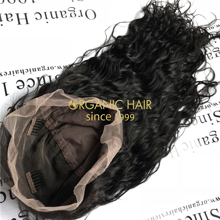 Cheap human full lace wig natural wave 150% density X60